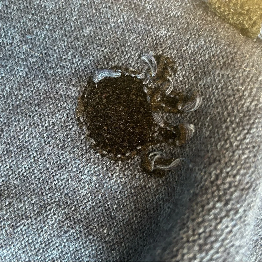 Cottagecore Rainbow Bridge Blue Vintage Knit Blue Sweater Vest with cats M-L - Picture 14 of 14